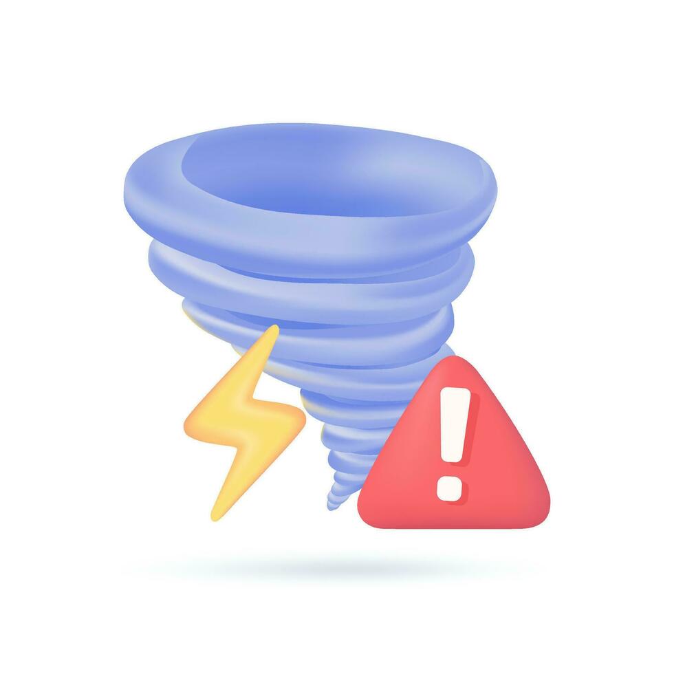 3D weather forecast icons Thunderstorms and whirlwinds Stormy weather. 3d illustration vector