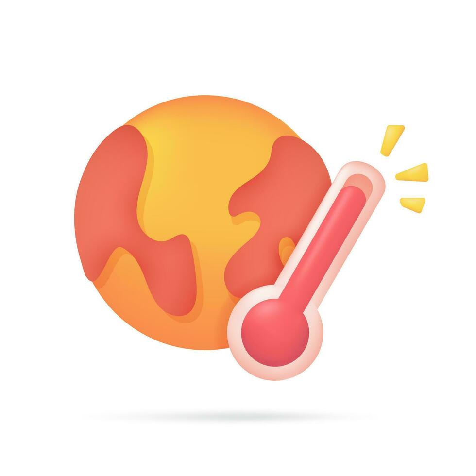 The orange world from heat and rising temperatures. Stop global warming concept. 3d illustration vector