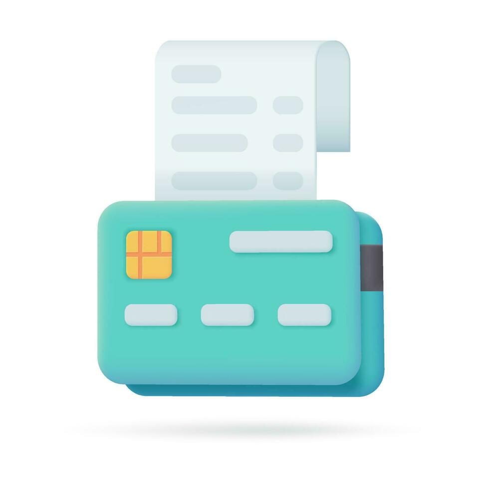 3d credit card icon. Online payment. Cashless society for shopping. 3D illustration. vector