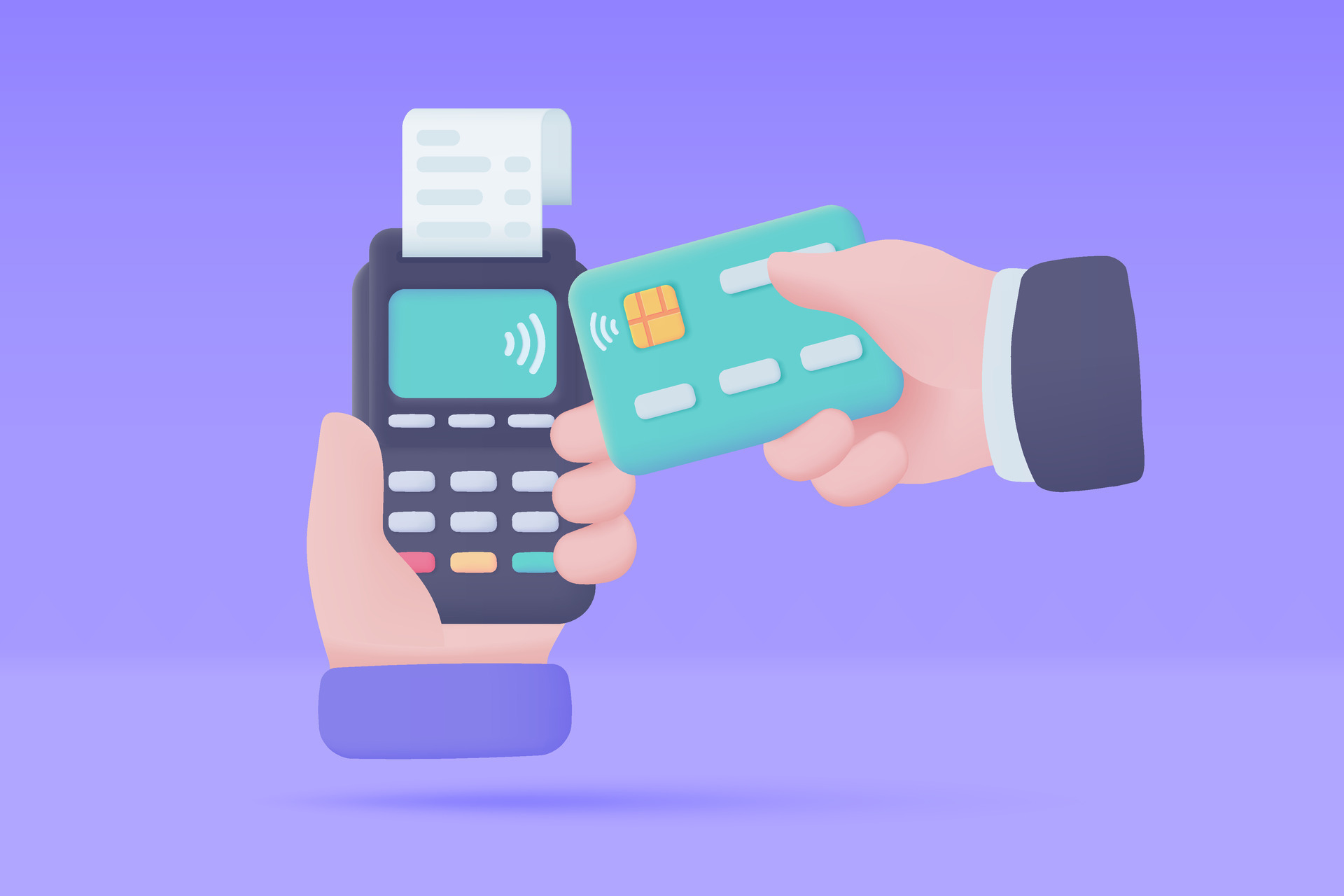 Credit card swipe machine 3D icon. online payment by credit card