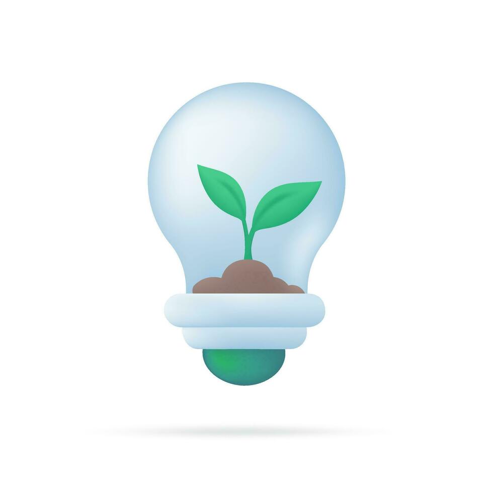 Light bulb save electricity for the earth. 3d illustration vector