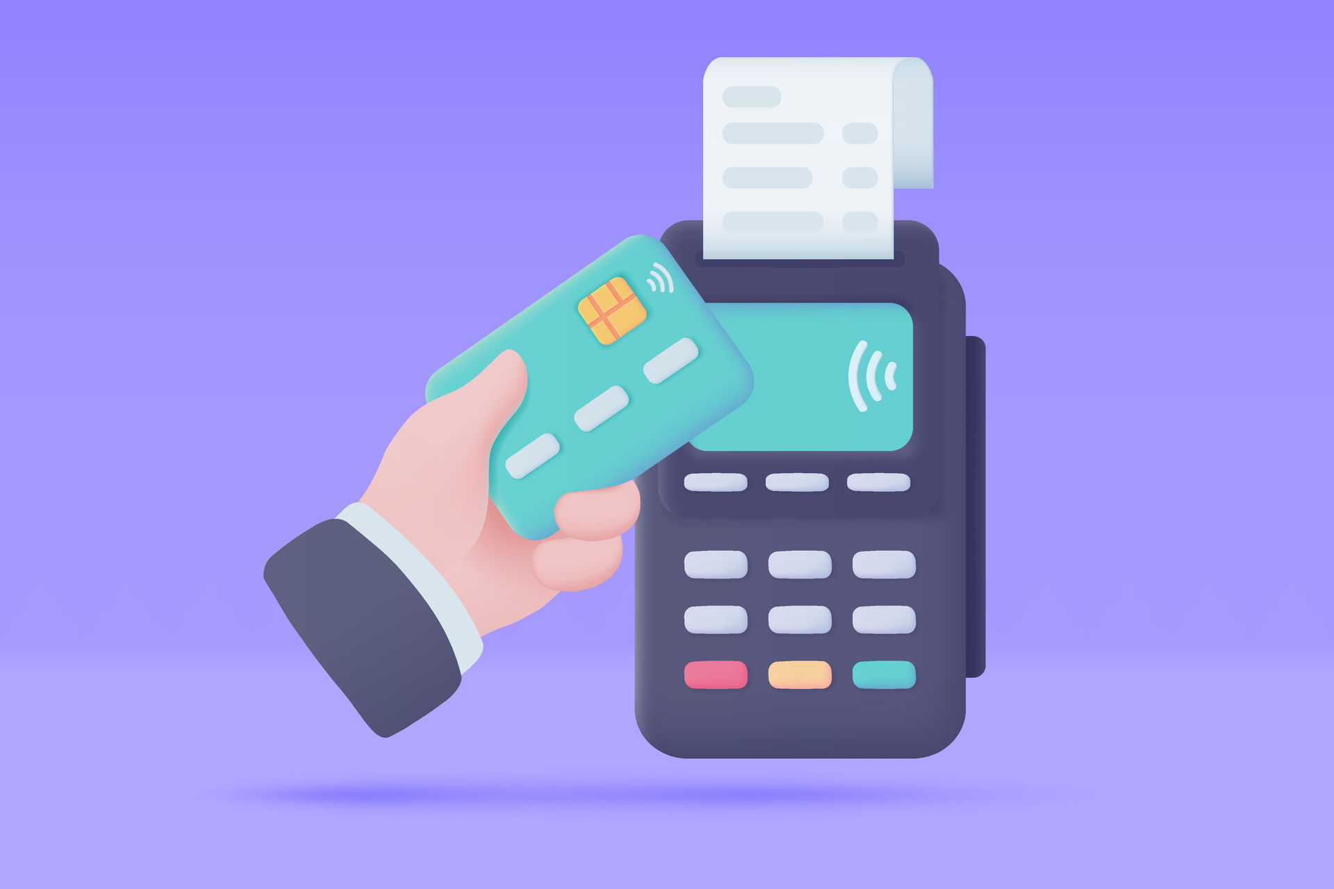 Credit card swipe machine 3D icon. online payment by credit card