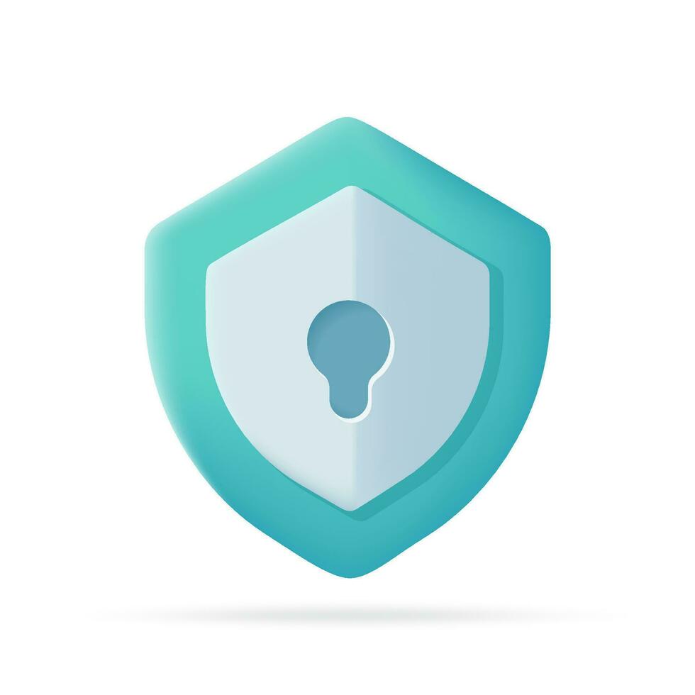 3d shield finger scanner icon. Security concept. Password. Money protection from crooks. 3d illustration vector