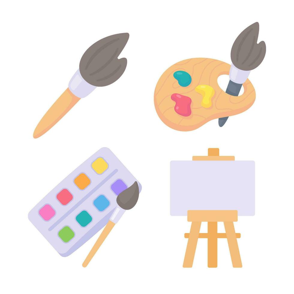 Paintbrush and watercolor for drawing according to the imagination of children vector