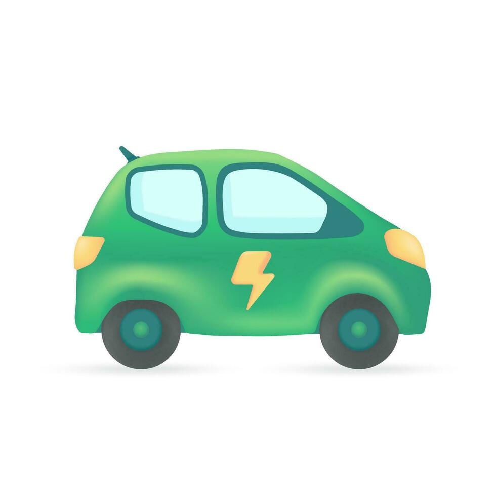 green electric car Technology concept to change the world. 3d illustration vector