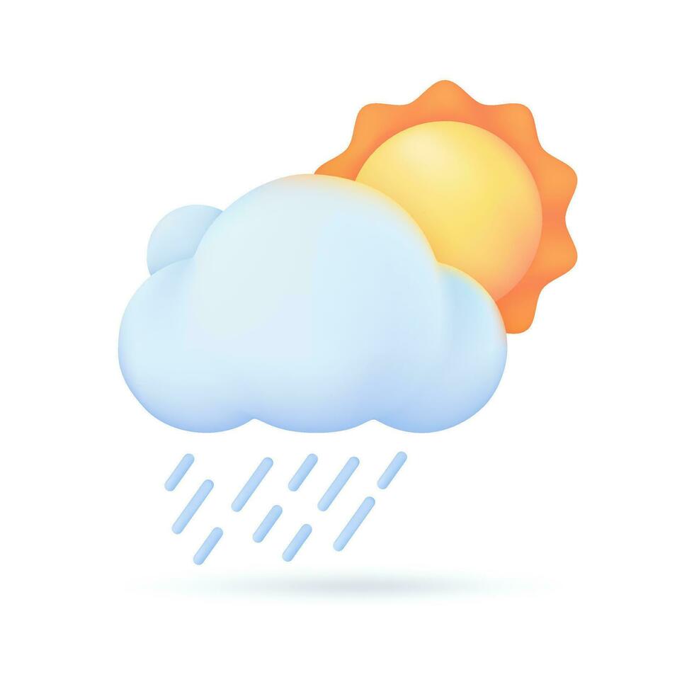 3D weather forecast icons Summer sun with bright sunlight Hot weather. 3d illustration. vector