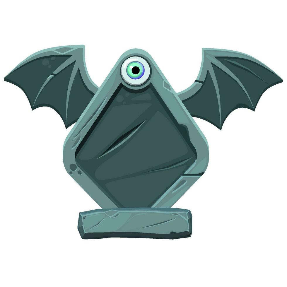 Template Stone shield with wings, Halloween icon. vector