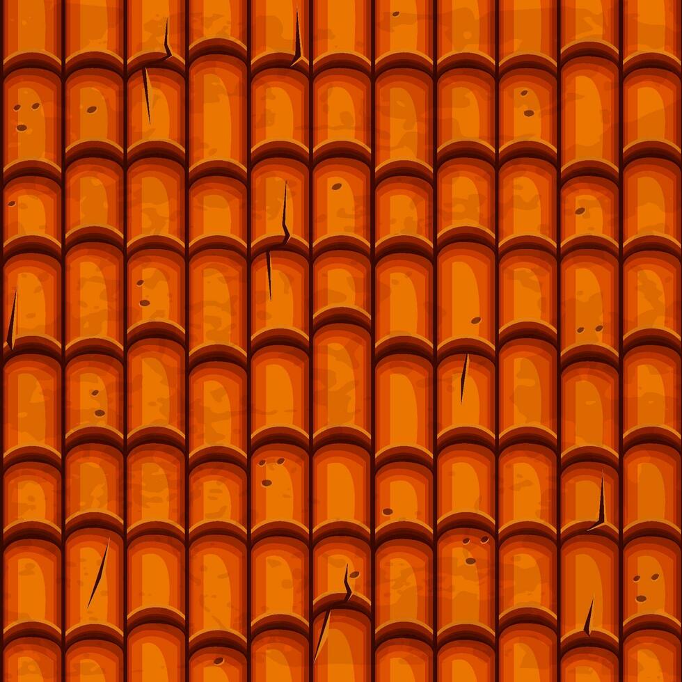 Seamless old Ceramic Roof Tile. Vector Seamless texture.