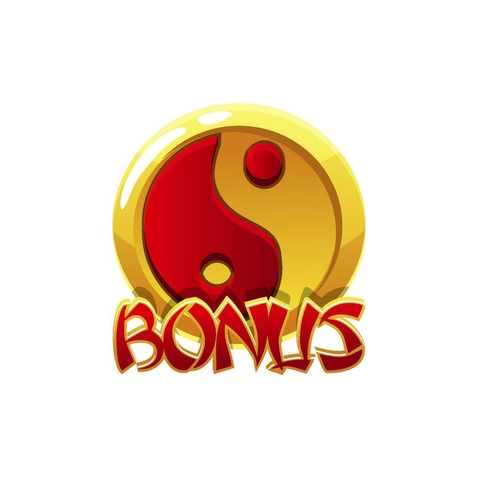 The bonus chinese symbol for slots game. Red Yin yang symbol. vector
