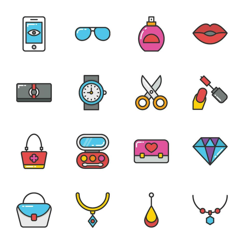 Beauty and Fashion Flat Icons Collection vector