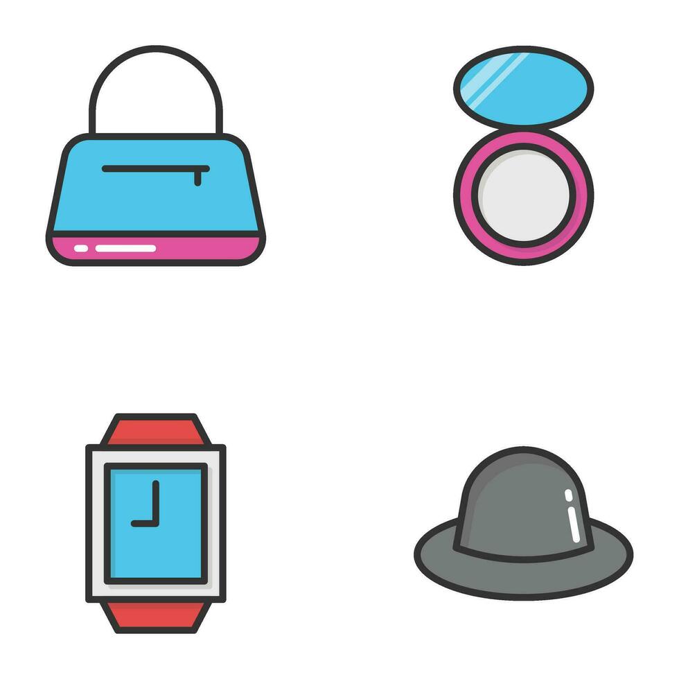 Flat Vector Icons Set Of Beauty and Fashion