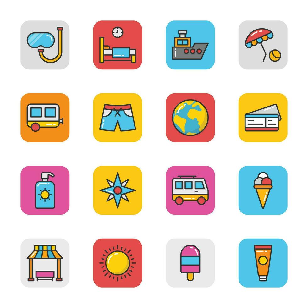 Flat Icons Pack of Hotel And Travel vector