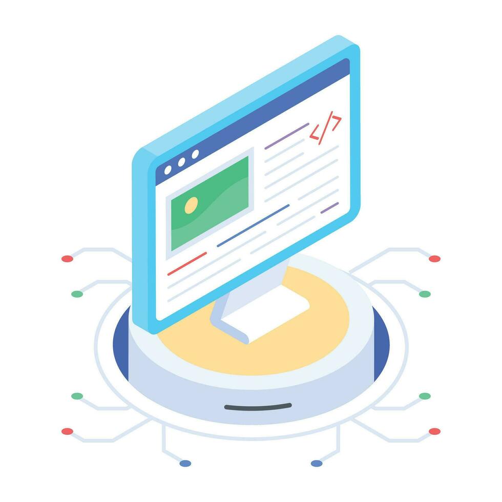 An isometric icon of web development vector