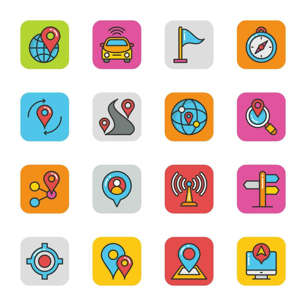 Maps and Navigation Vector Icons Set