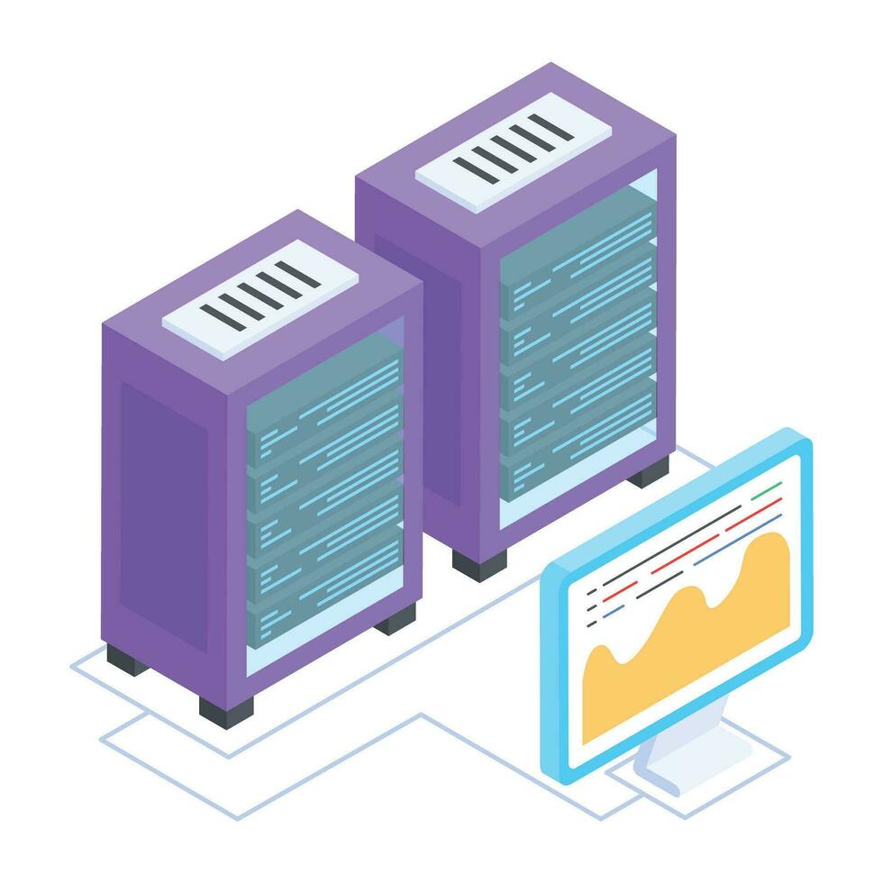 Modern of Server Racks Isometric Icon vector