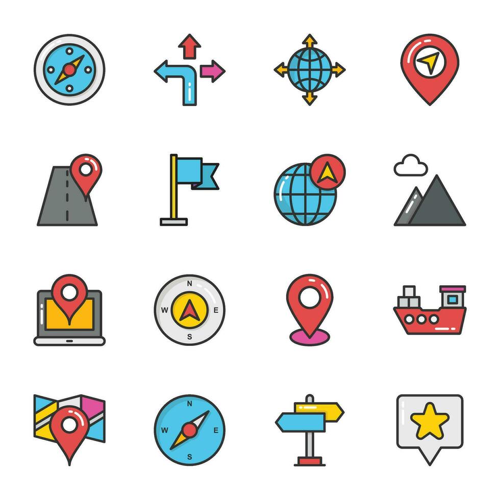 Maps and Navigation Vector Icons Set