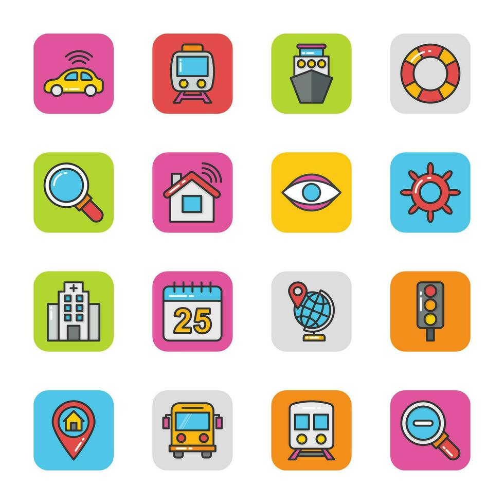 Maps and Navigation Vector Icons Set