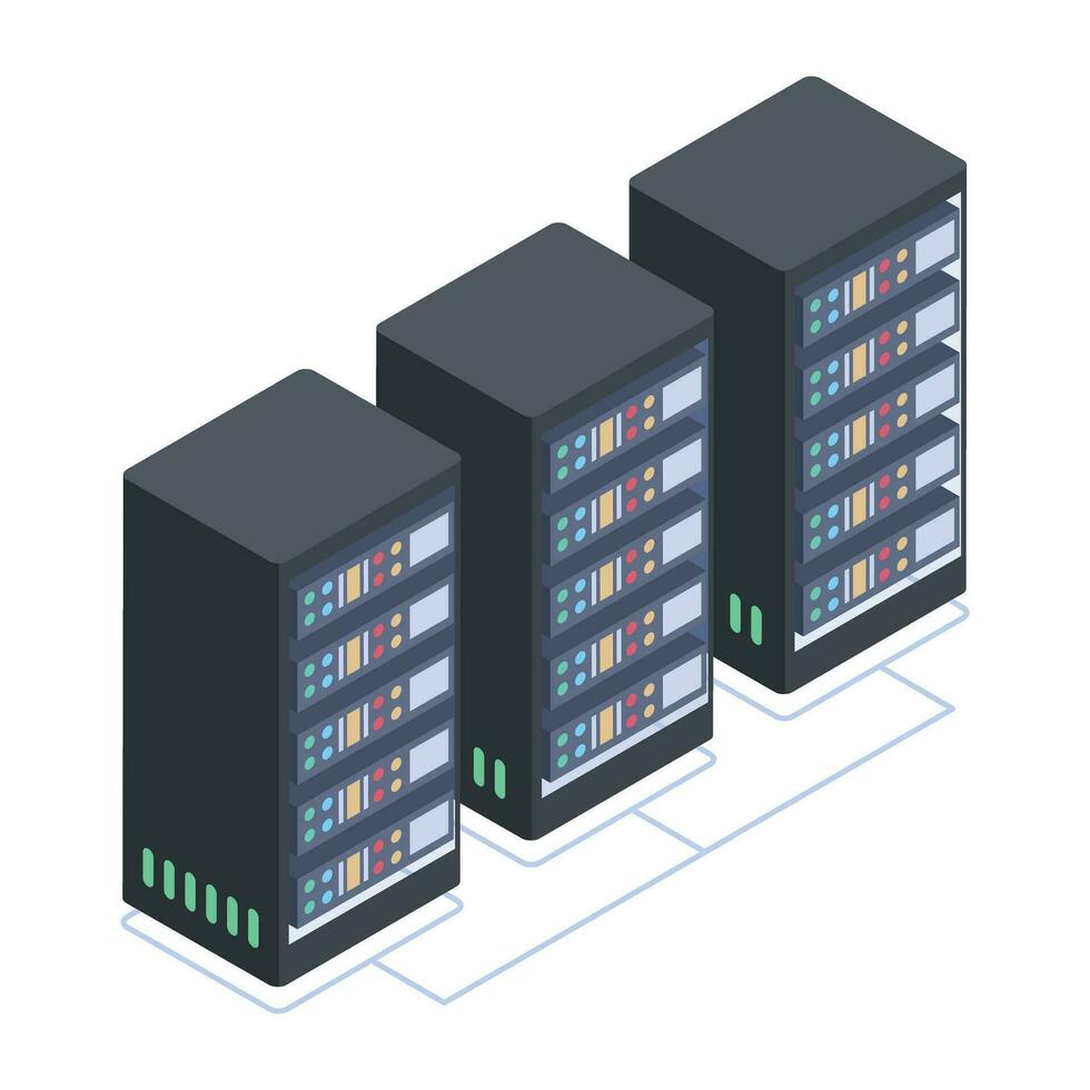 Pack of Data Servers Isometric Icons vector