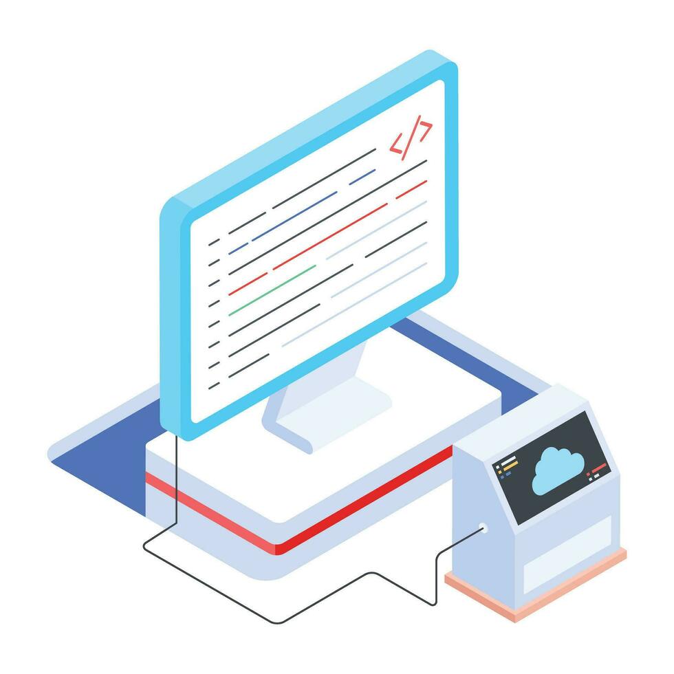 Modern of Server Racks Isometric Icon vector