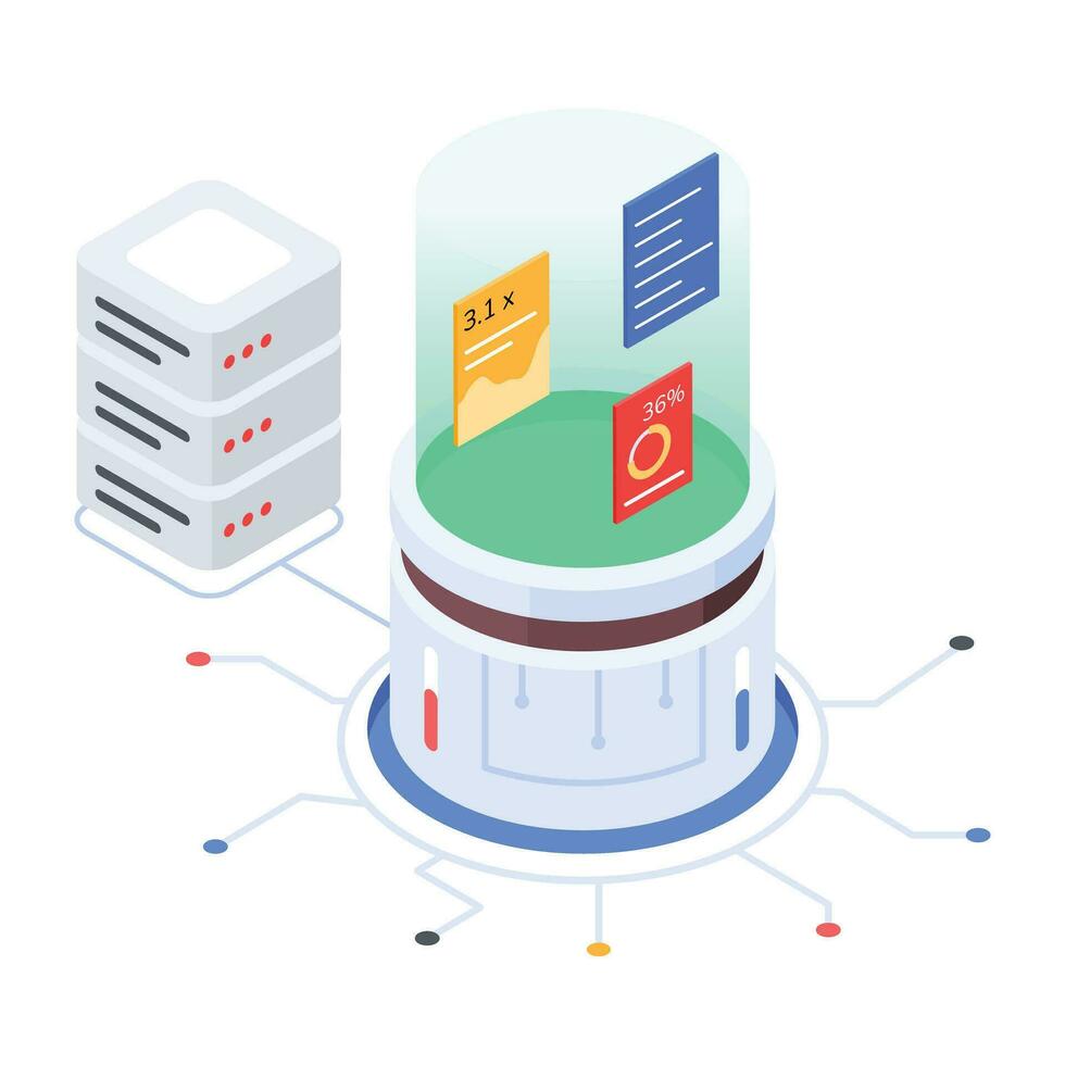 Pack of Data Servers Isometric Icons vector