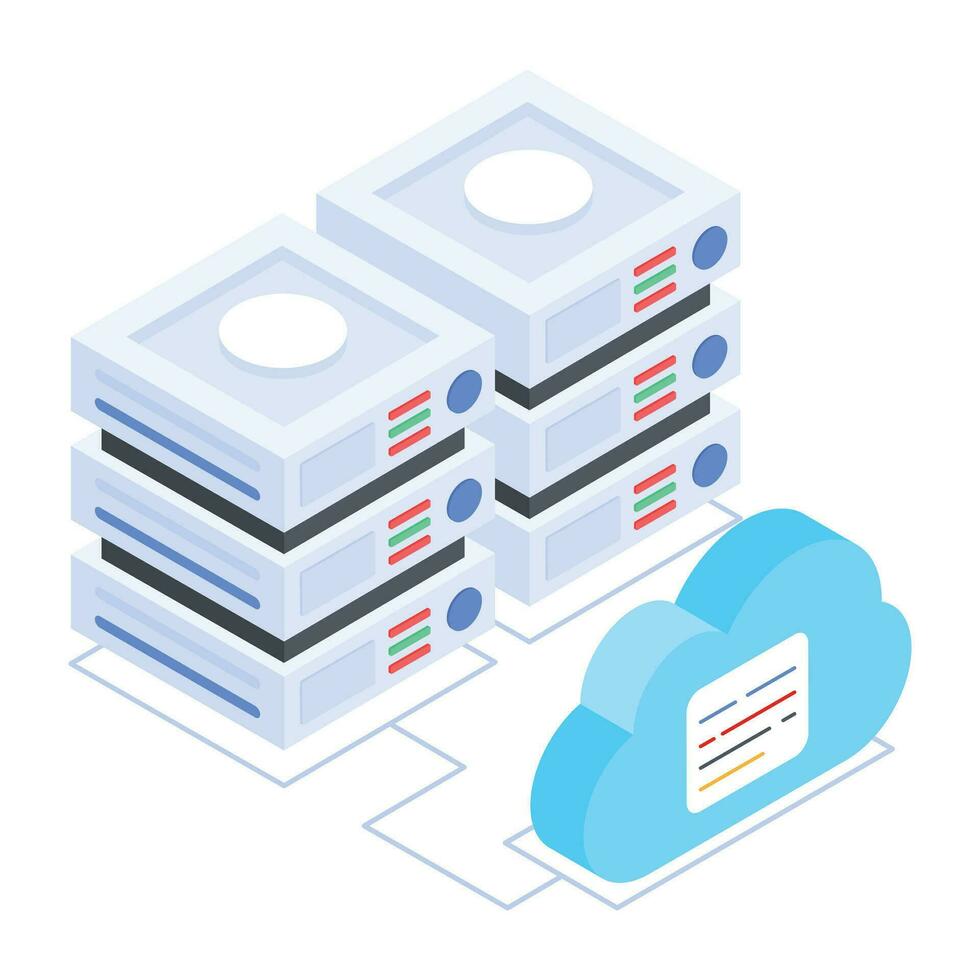 Modern of Server Racks Isometric Icon vector