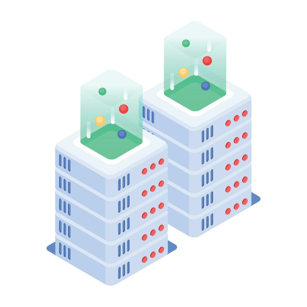 Modern of Server Racks Isometric Icon vector