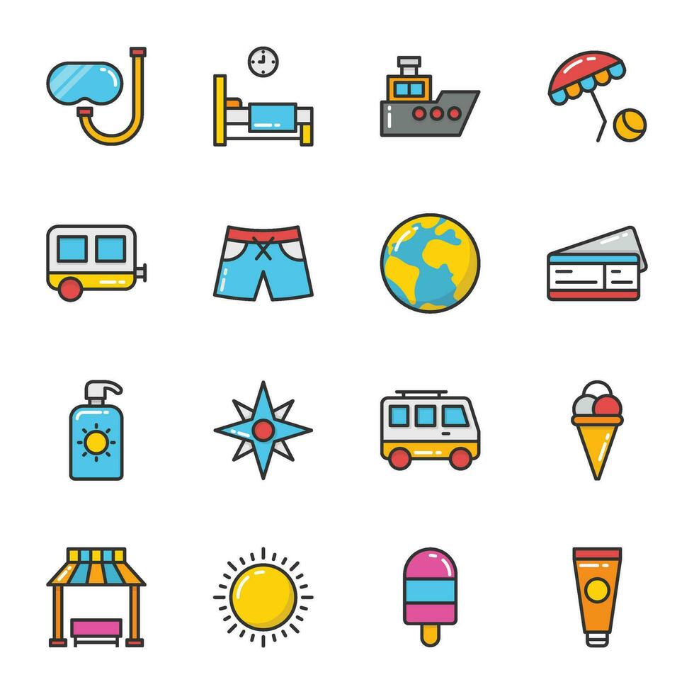 Flat Icons Pack of Hotel And Travel vector