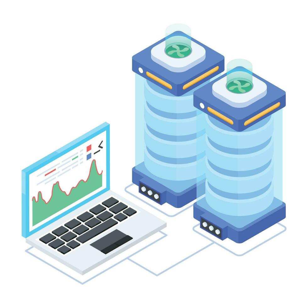 Modern of Server Racks Isometric Icon vector