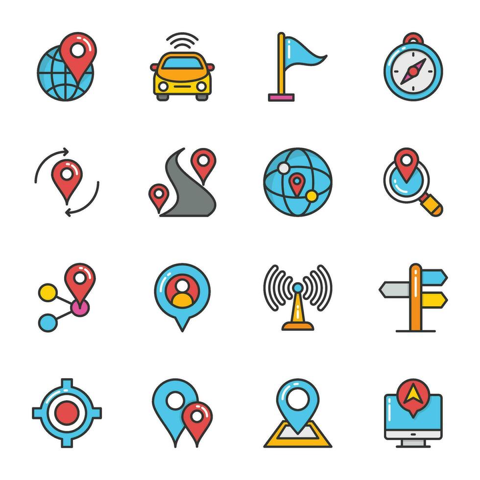 Maps and Navigation Vector Icons Set