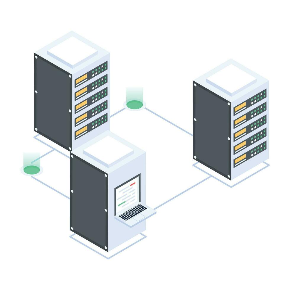 Modern of Server Racks Isometric Icon vector