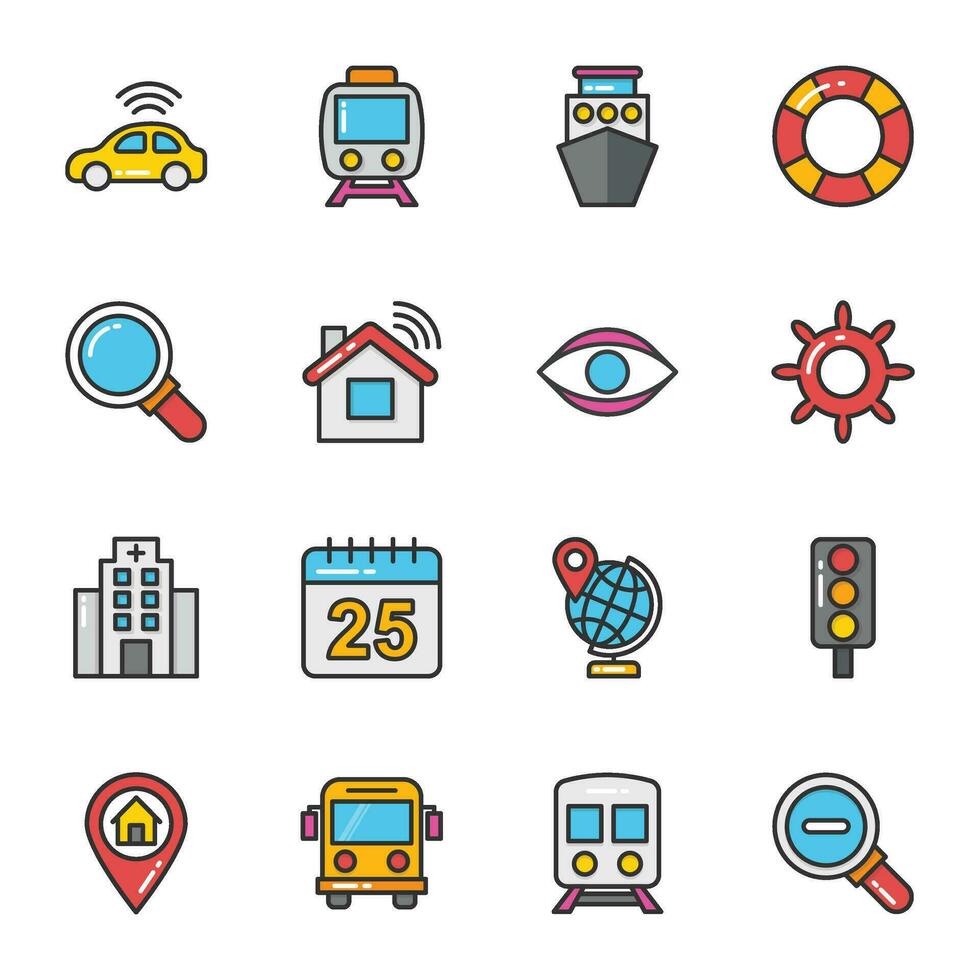 Maps and Navigation Vector Icons Set