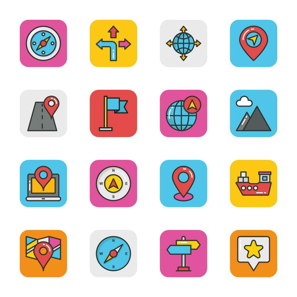 Maps and Navigation Vector Icons Set