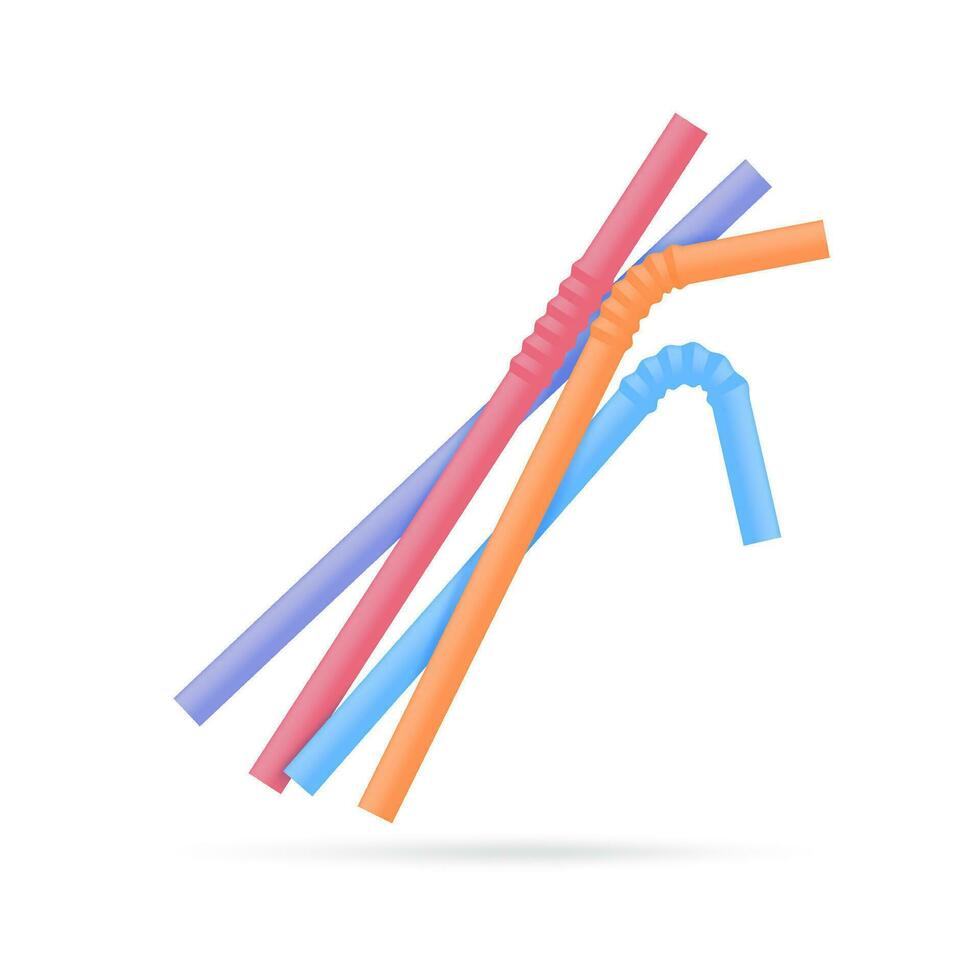 Plastic straws. Waste plastic reduction concept for the planet. 3d illustration vector