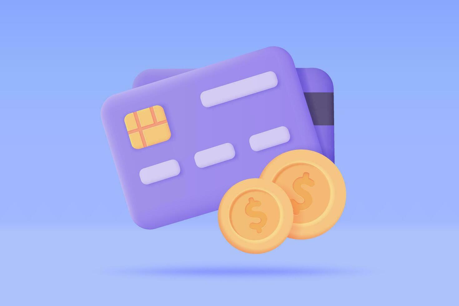 Credit card 3d icon. Online payment cashless society Secure payment by credit card. 3d illustration vector