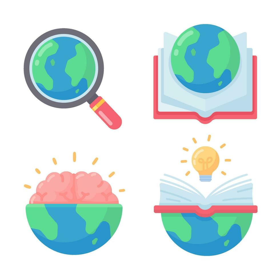 globe on book The concept of learning from reading books to develop knowledge. vector