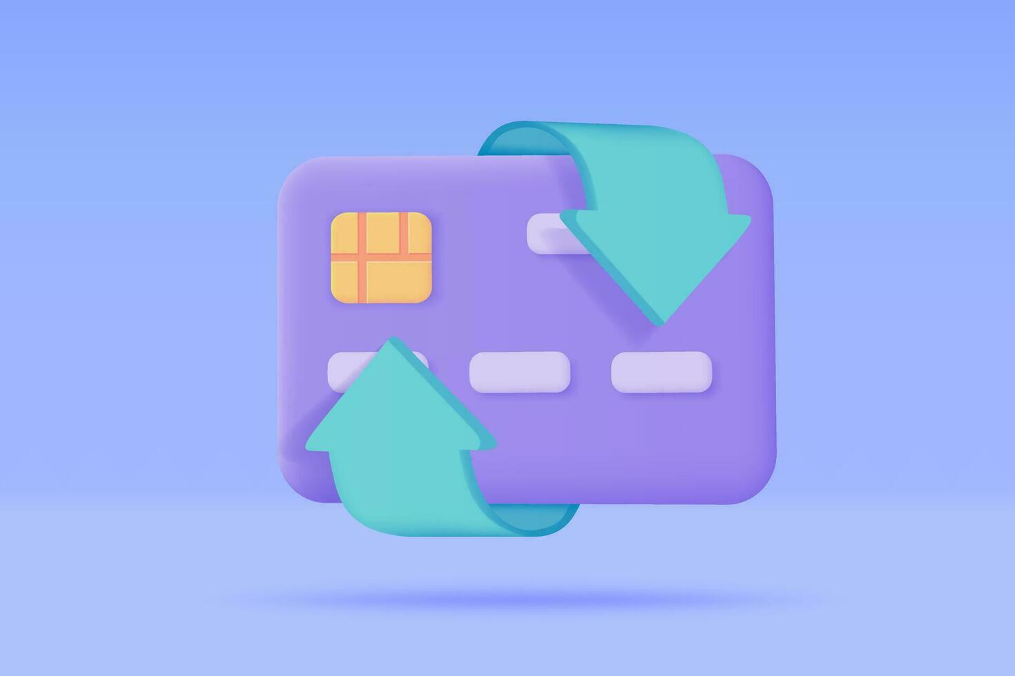 Credit card 3d icon. Online payment cashless society Secure payment by credit card. 3d illustration vector