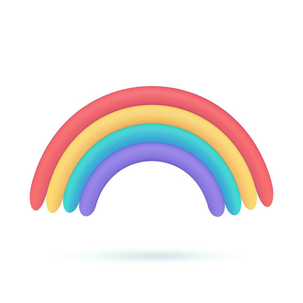 3D weather forecast icons clear sky after rain Beautiful rainbow. 3D illustration. vector