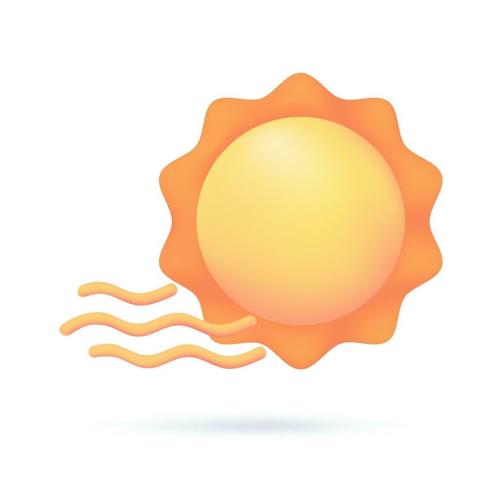 3D weather forecast icons Summer sun with bright sunlight Hot weather. 3d illustration. vector