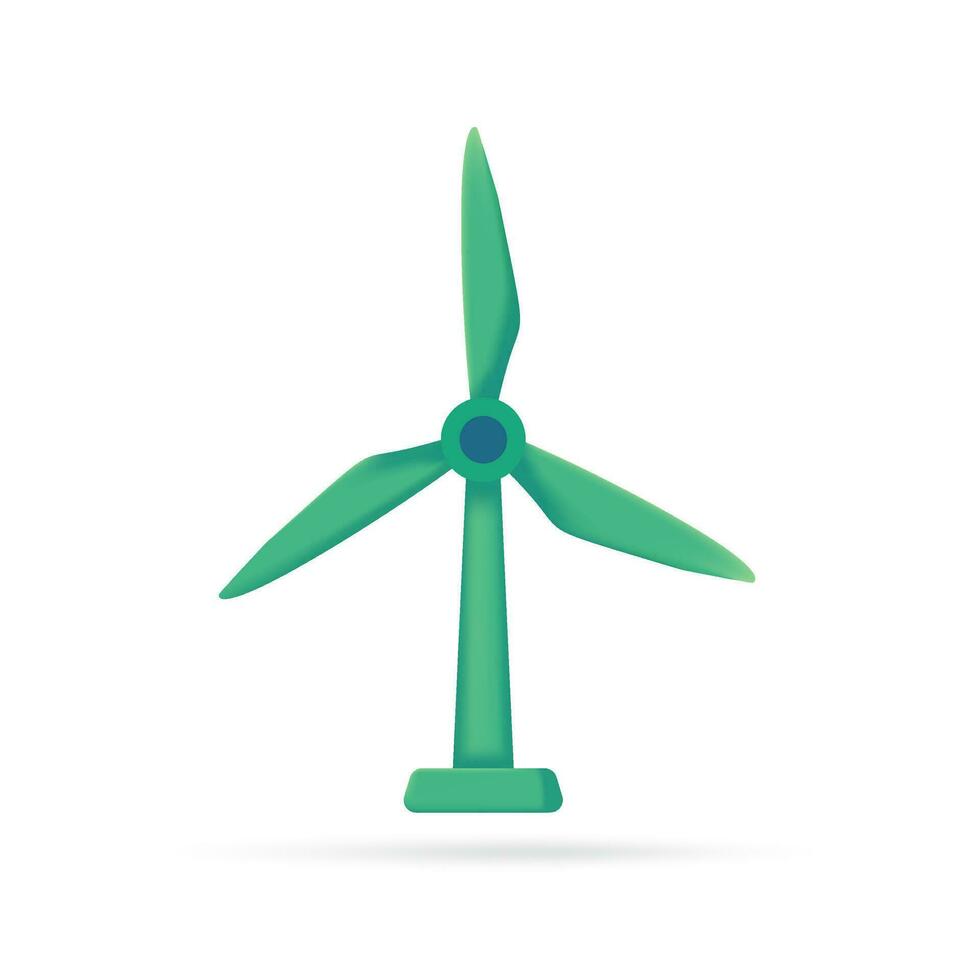 Windmill. Wind power generation concept. 3d illustration vector