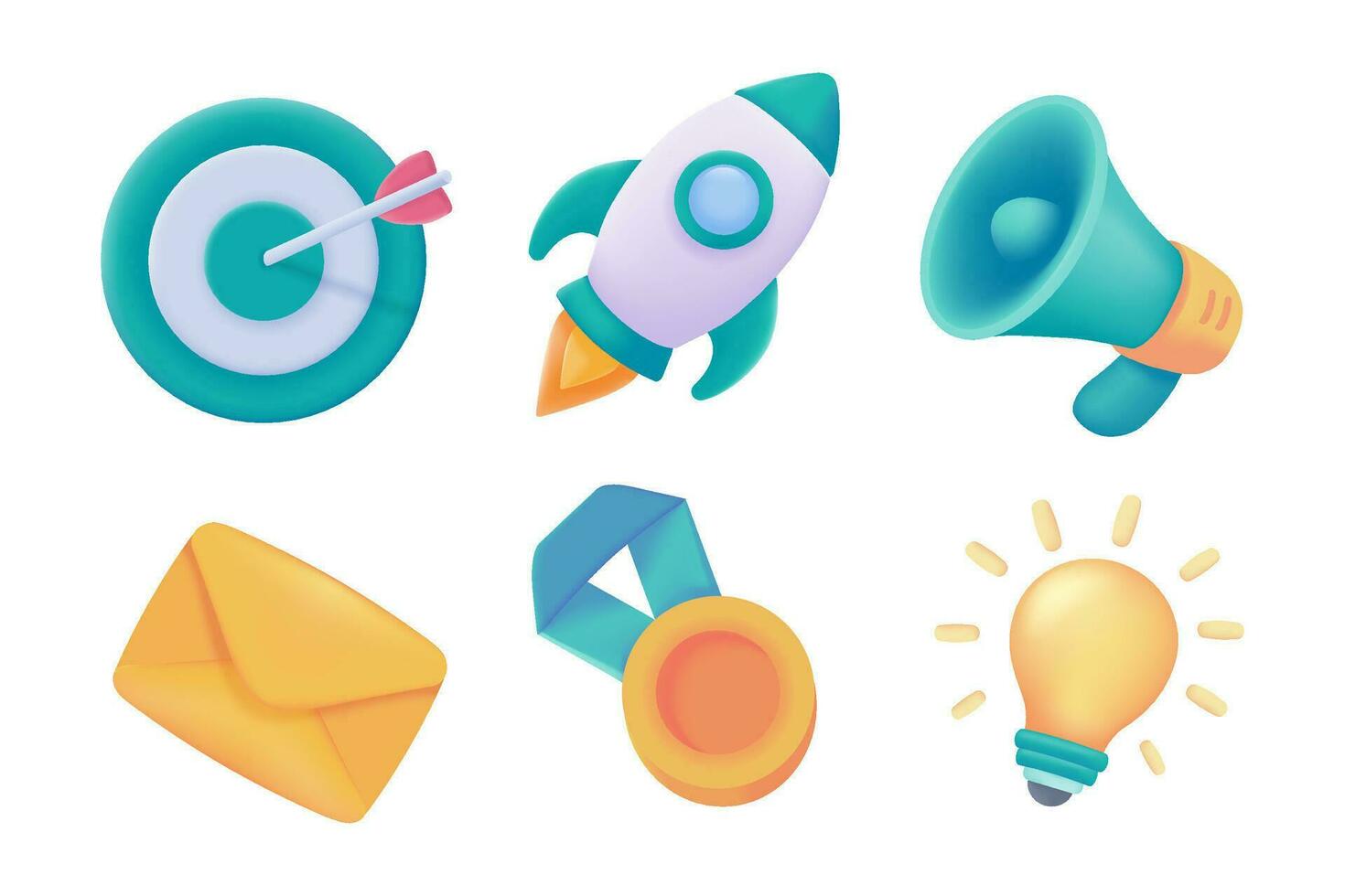 Target Rocket Concept of starting a new business towards a goal. 3d vector illustration