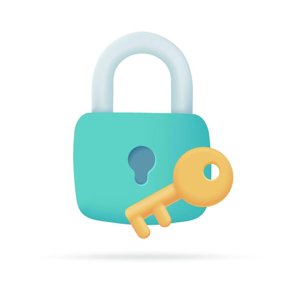 Padlock 3D icon. Security concept. Password. Money protection from crooks. 3d illustration vector