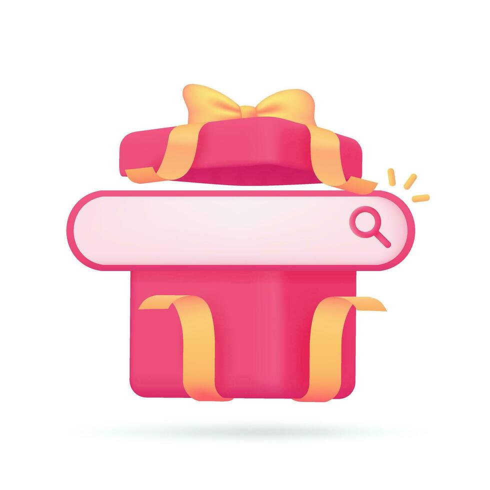 App search bar gift box promotion discount product festival season 3d illustration vector