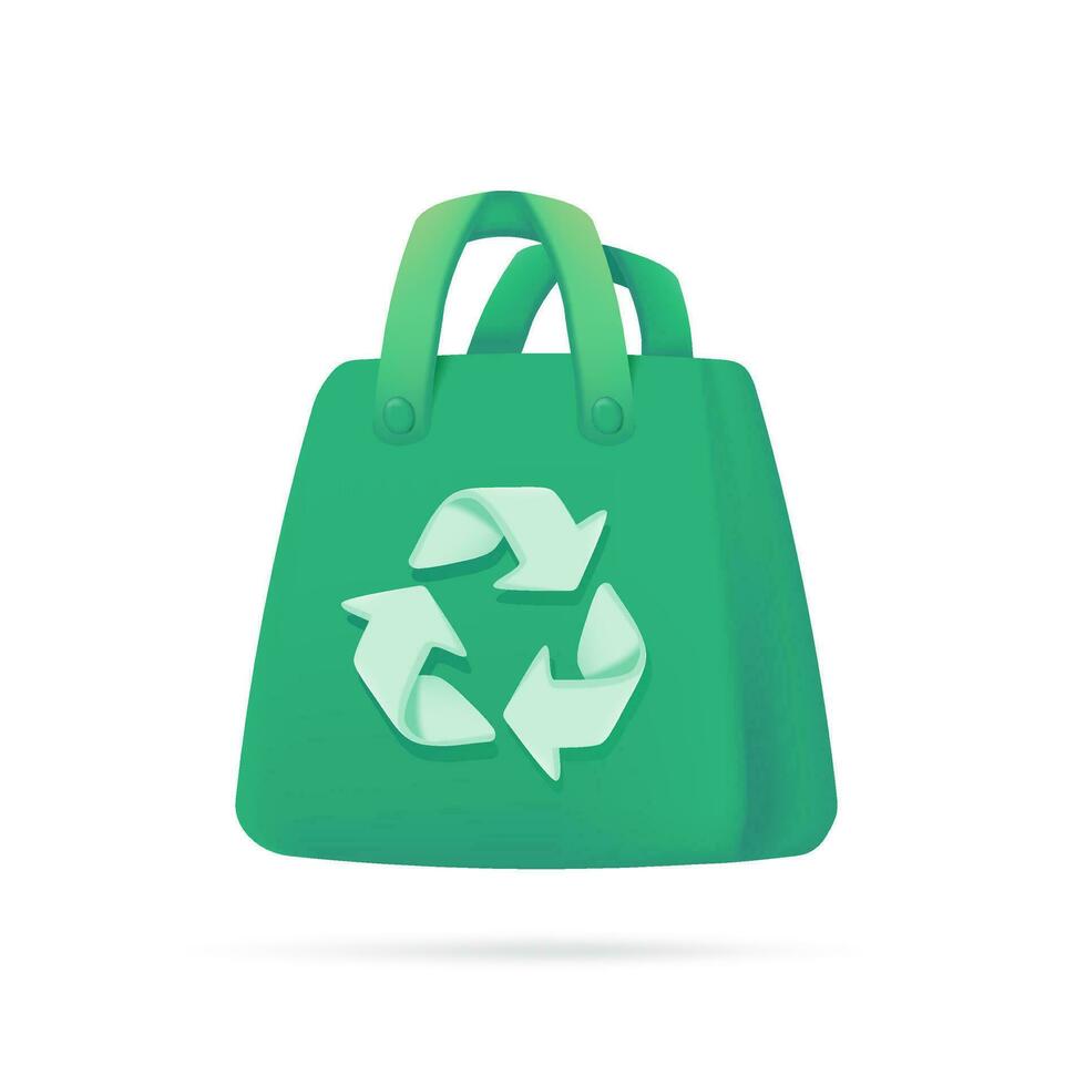 green recycled bag The concept of using plastic substitute materials for the world. vector