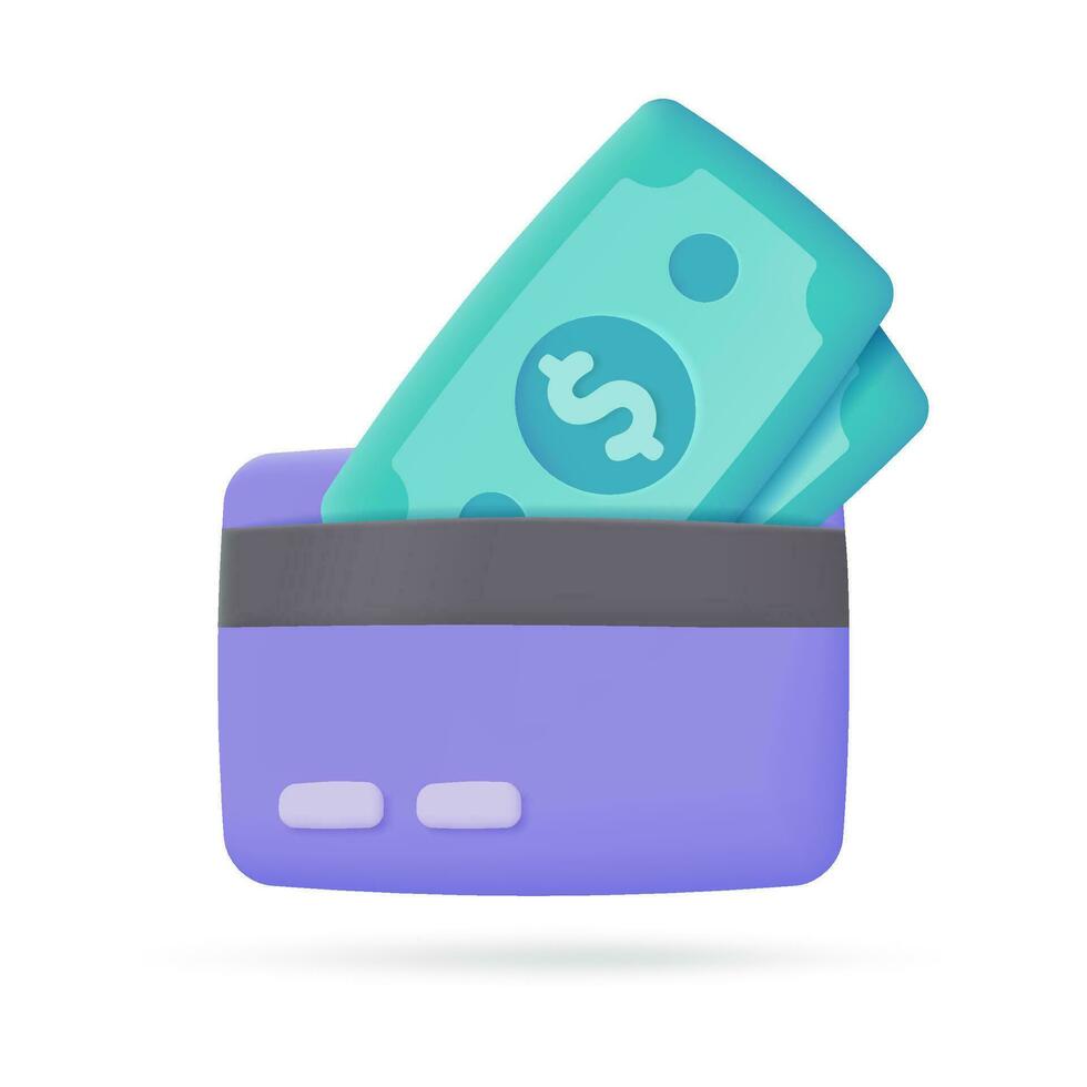 Credit card 3d icon. Online payment cashless society Secure payment by credit card. 3d illustration vector