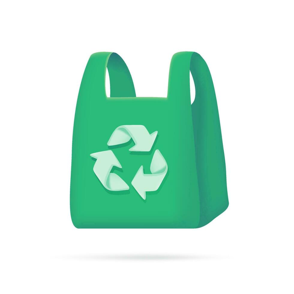 green recycled plastic bags The concept of using plastic substitute materials for the world. vector