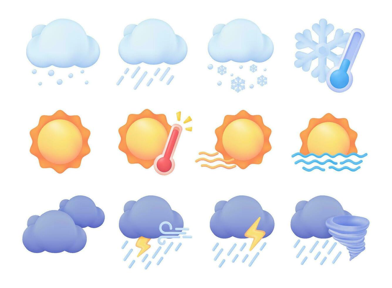 Weather forecast icon. Sun behind cloud with rain 3d vector illustration