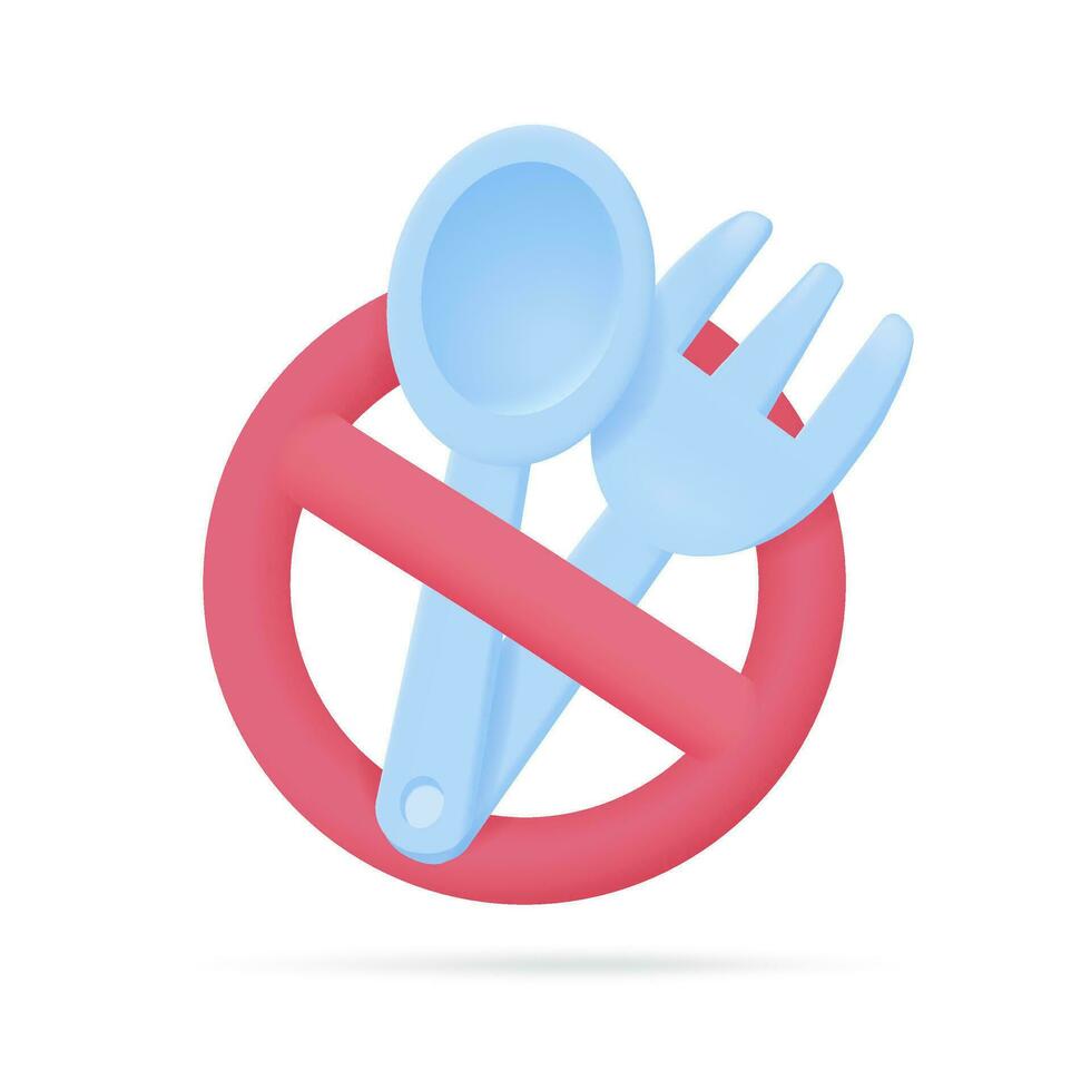 plastic cutlery Plastic reduction concept for the planet. 3D illustration. vector