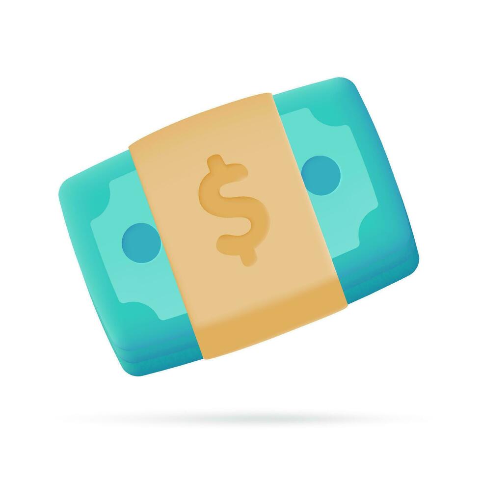 Dollar money 3D icon. spending money on purchases Coins and banknotes. 3D illustration vector