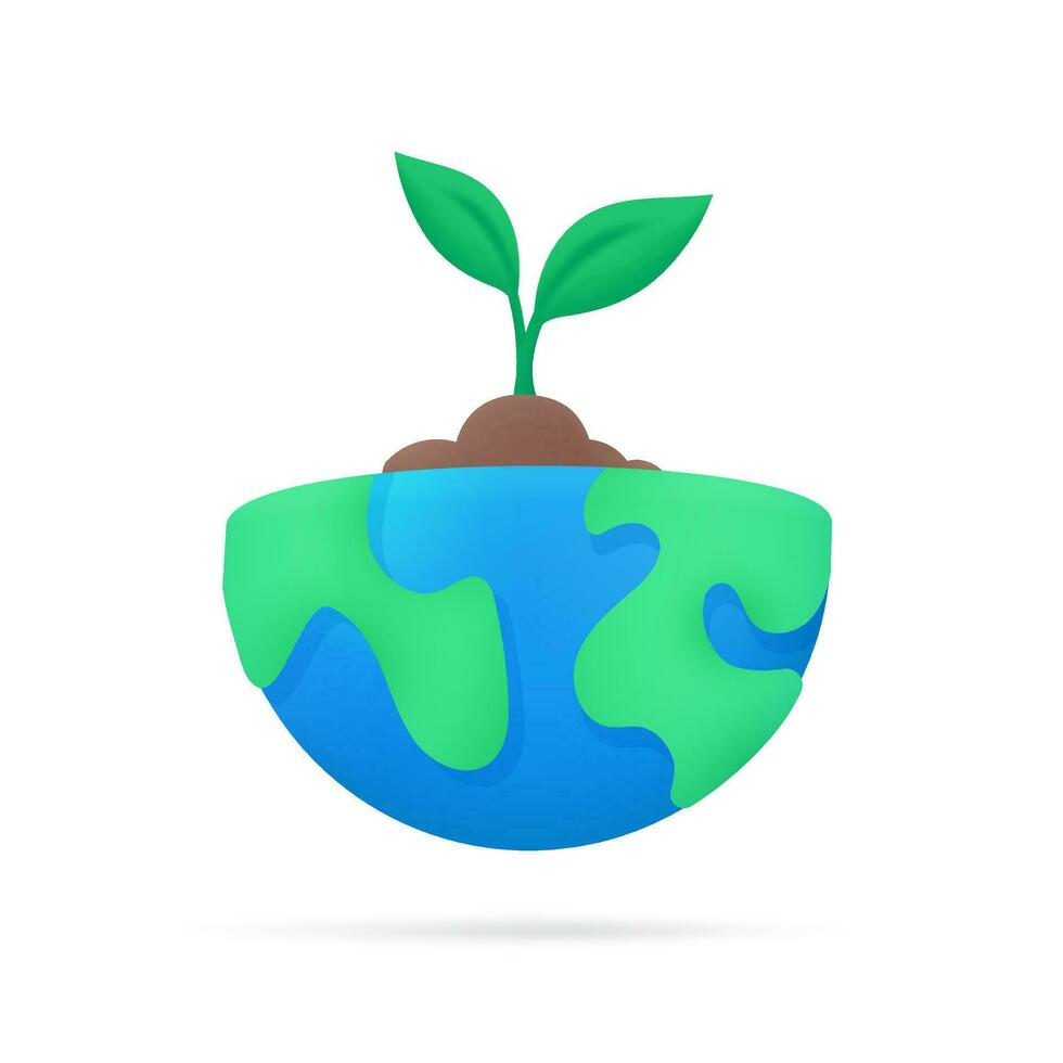 globe with trees growing The concept of planting trees for the world. 3d illustration vector