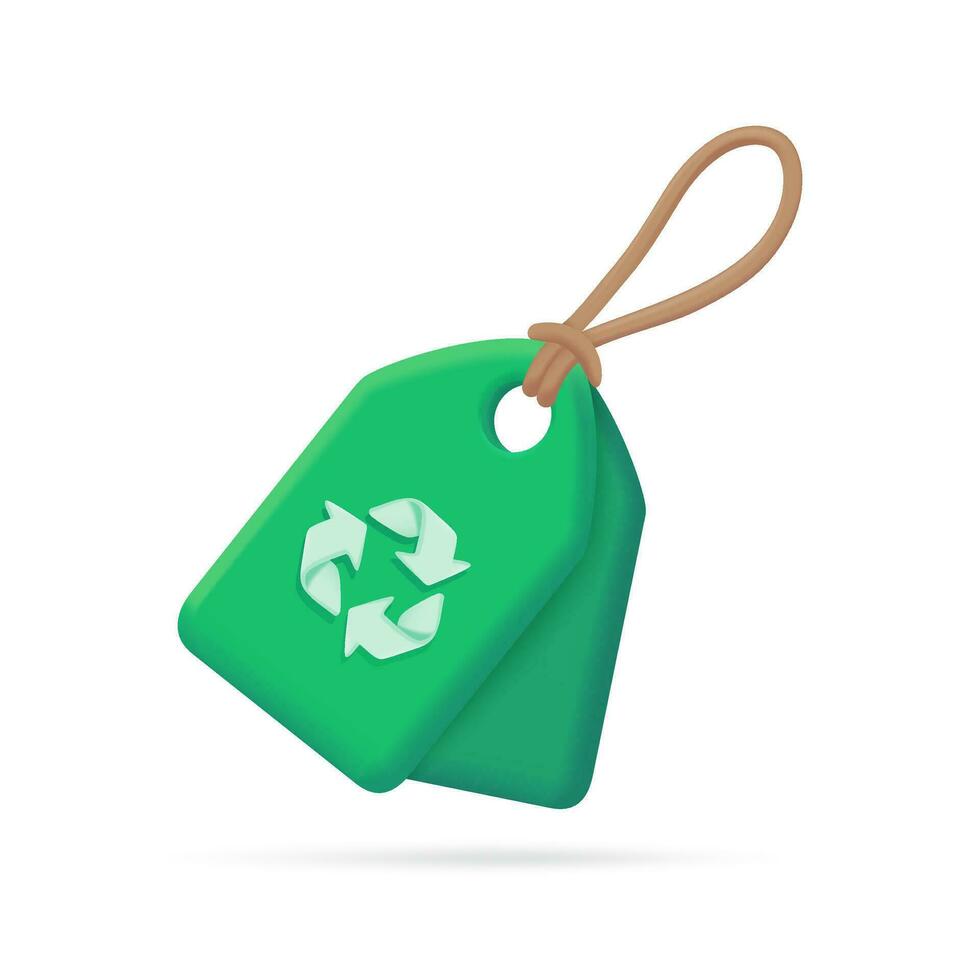 Recycled Label Tags Product manufacturing concept for the world. 3d illustration. vector